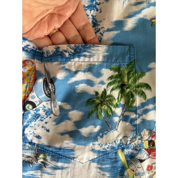 Pacific Legend Hawaiian Shirt Mens Size L Made In Hawaii Cotton Blue Water - Picture 10 of 14
